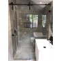 Sero-L Frameless Sliding Door L Shape Shower Screen With Matte Black Fittings 980-1100 *1000